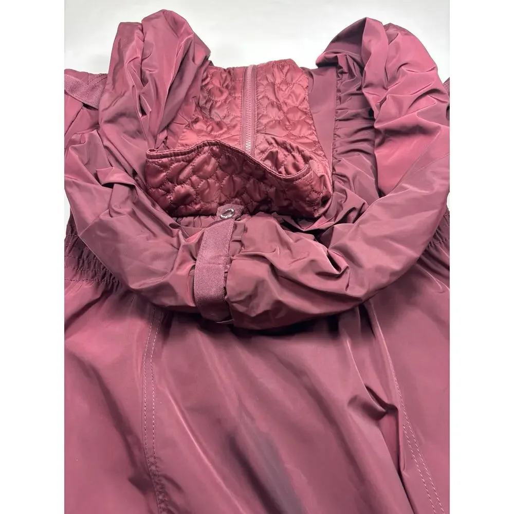 Laundry by Shelli Segal Parka Coat Jacket Burgundy Medium Hooded Quilted